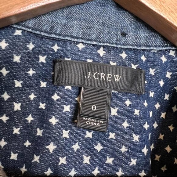 J Crew Womens Size 0 Star Dot Keeper Chambray Long Sleeve Button Down Shirt Blue - Picture 5 of 10